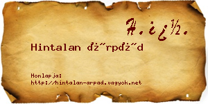 Hintalan Árpád névjegykártya